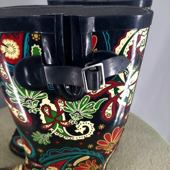 Nomad Paisley Rubber Rain Muck Buckle Boots Women's Size 9 Multi Color - Picture 3 of 11